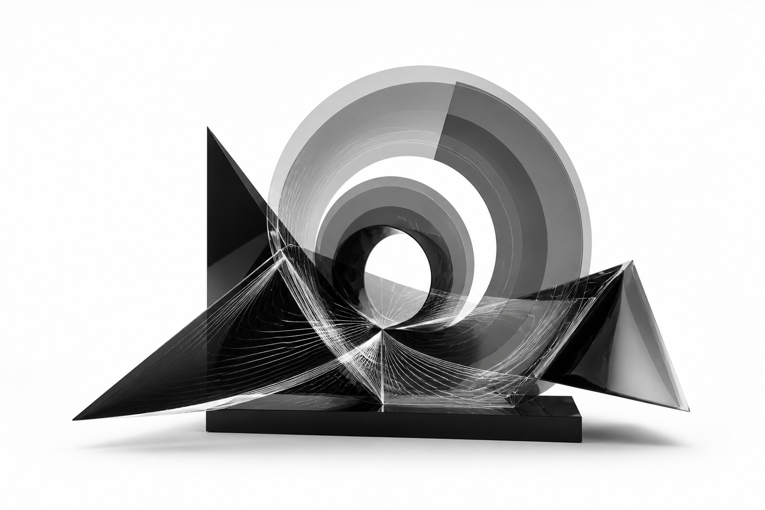 Abstract monochrome AI data sculpture